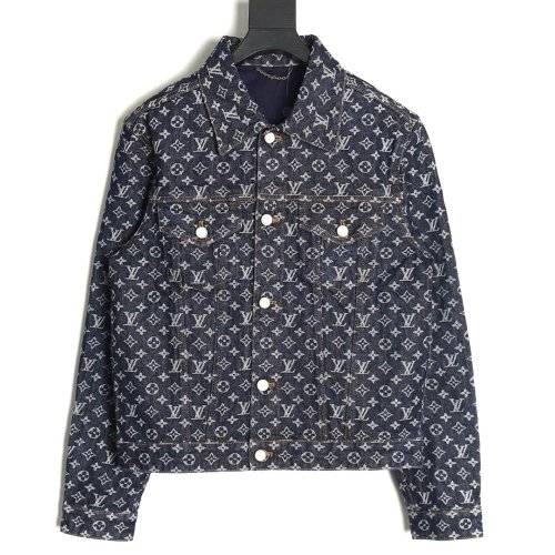 Louis Vuitton allover jacquard pearl button denim jacket,Louis Vuitton Jacket,Jacket,APPAREL