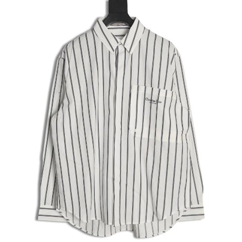 Dior striped shirt with pocket embroidery,Dior