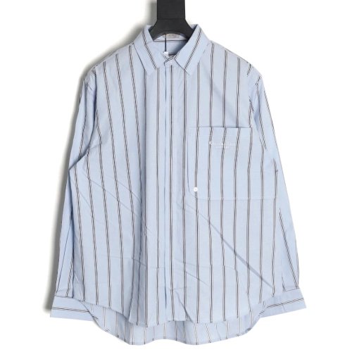 Dior vertical stripes pocket small logo long sleeve shirt,Dior