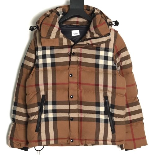 Burberry detachable sleeves stand collar check down jacket,Burberry Jacket,Jacket,APPAREL