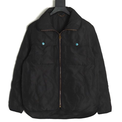 Louis Vuitton Turquoise Quilted Shirt Style Padded Jacket,Louis Vuitton Jacket,Jacket,APPAREL