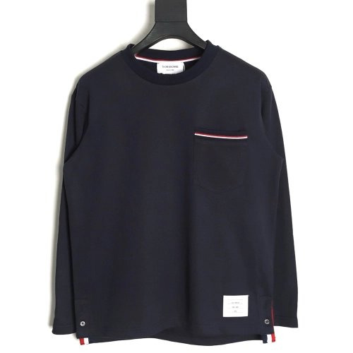 Thom Browne T Shirt,Tshirt,Clothing,Buy Cheap Discount Thom Browne Yarndyed chest pocket longsleeved Tshirt