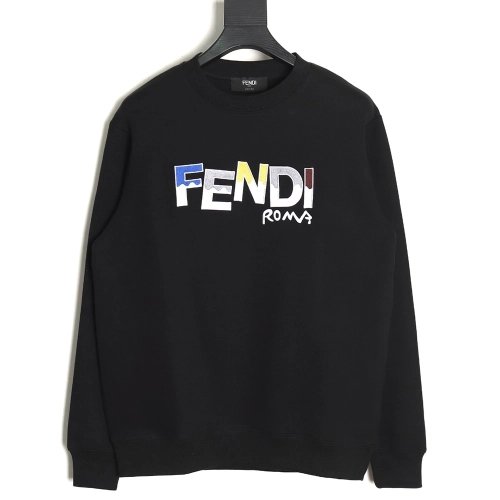 Fendi Funny Cartoon Letters Round Neck Sweatshirt,Fendi Sweatshirt,Sweatshirt,APPAREL Clothing