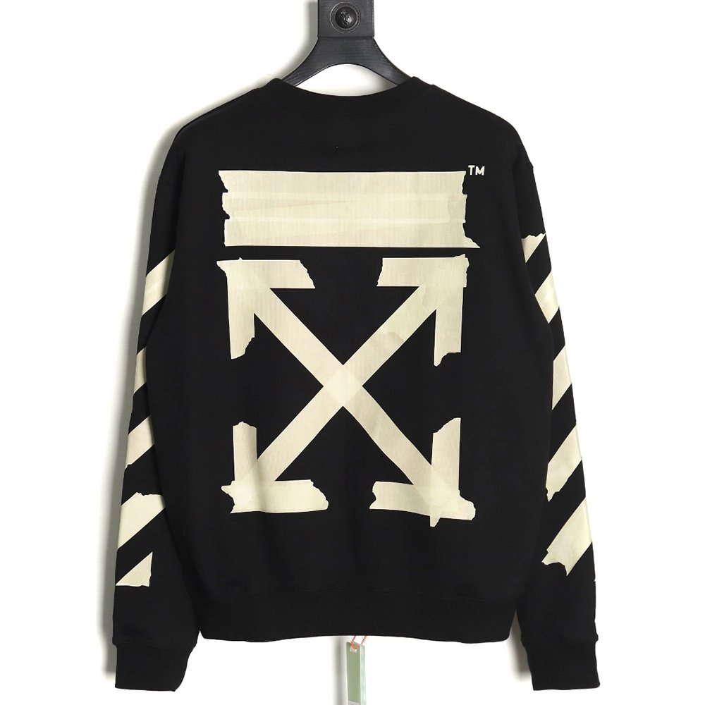 off white yellow tape crew neck sweatshirt,Off White Sweatshirt,Sweatshirt,APPAREL Clothing