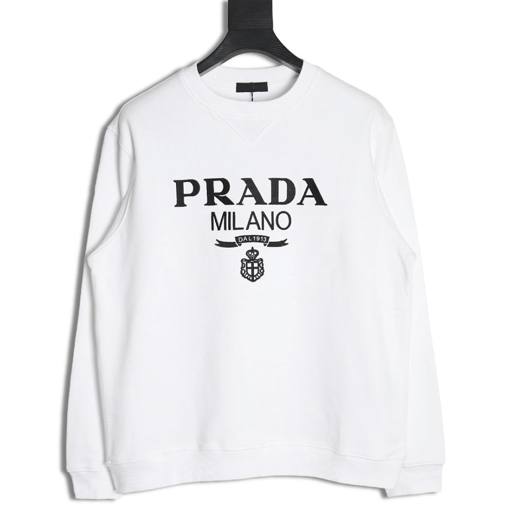 Prada embroidered logo crewneck sweatshirt,Prada Sweatshirt,Sweatshirt,Buy cheap clothing haul France