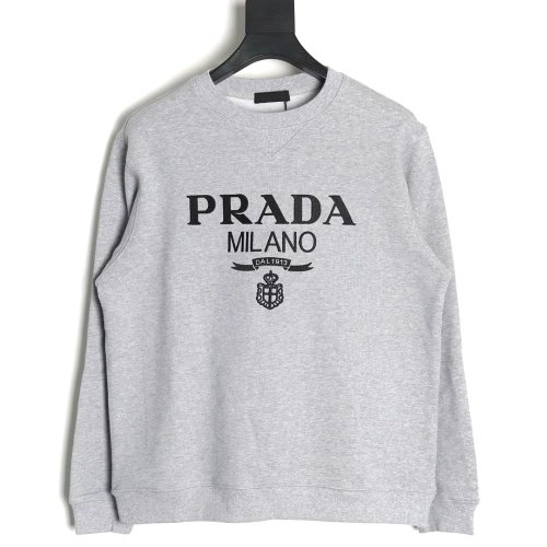 Prada embroidered logo crewneck sweatshirt,Prada Sweatshirt,Sweatshirt,Buy cheap clothing haul France