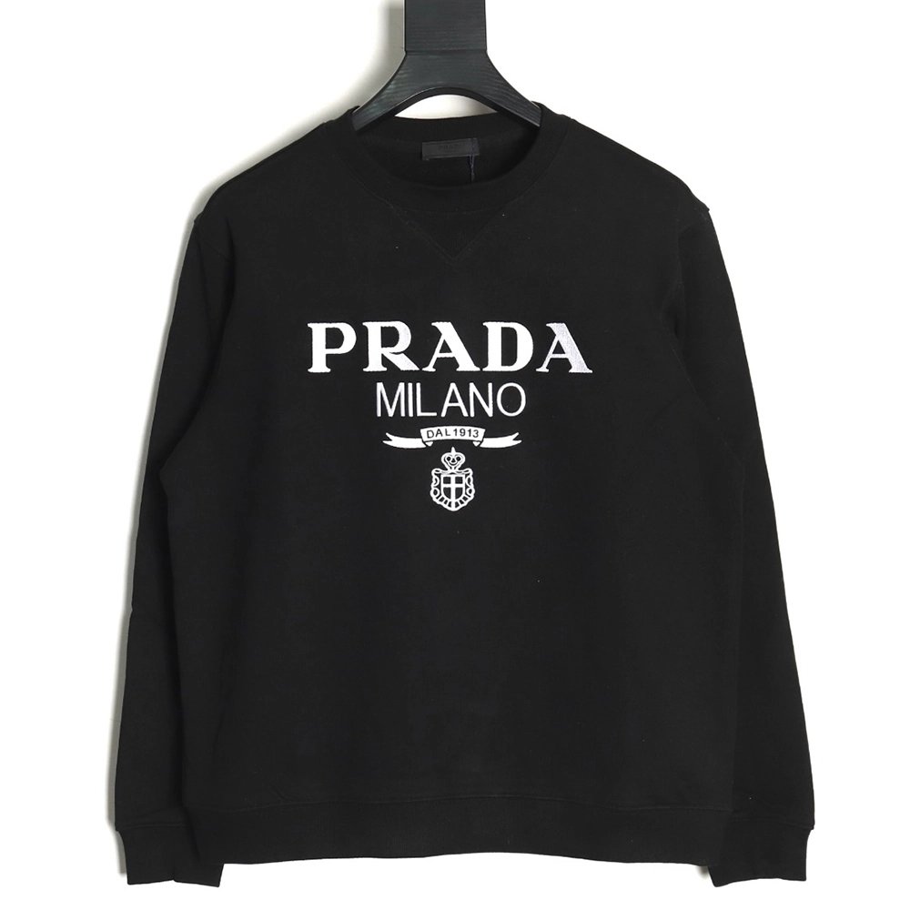 Prada embroidered logo crewneck sweatshirt,Prada Sweatshirt,Sweatshirt,Buy cheap clothing haul France