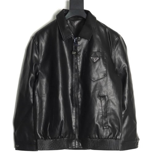 Prada triangle logo leather jacket,Prada Jacket,Jacket,Buy cheap clothing haul France