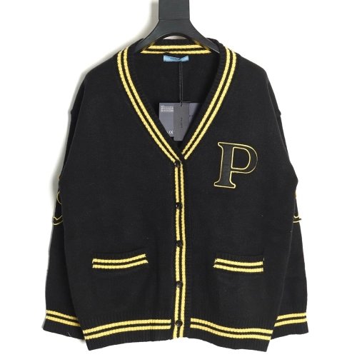 Prada Embroidered Preppy Cardigan Sweater,Prada,PRD-14241215