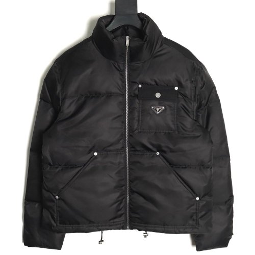 Prada Nylon Logo Flap Pocket Stand Collar Down Men Jacket,Prada Men Jacket,Men Jacket,Buy From Trust Seller