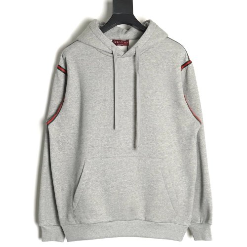 Gucci Grey Web Hooded Sweatshirt,Gucci