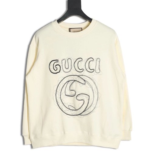 Gucci embroidered Double G letter logo crew neck sweatshirt,Gucci