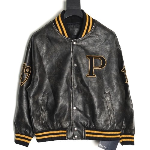 Prada P logo leather bomber jacket,Prada Jacket,Jacket,,Low Price High quality,Free Shipping to France